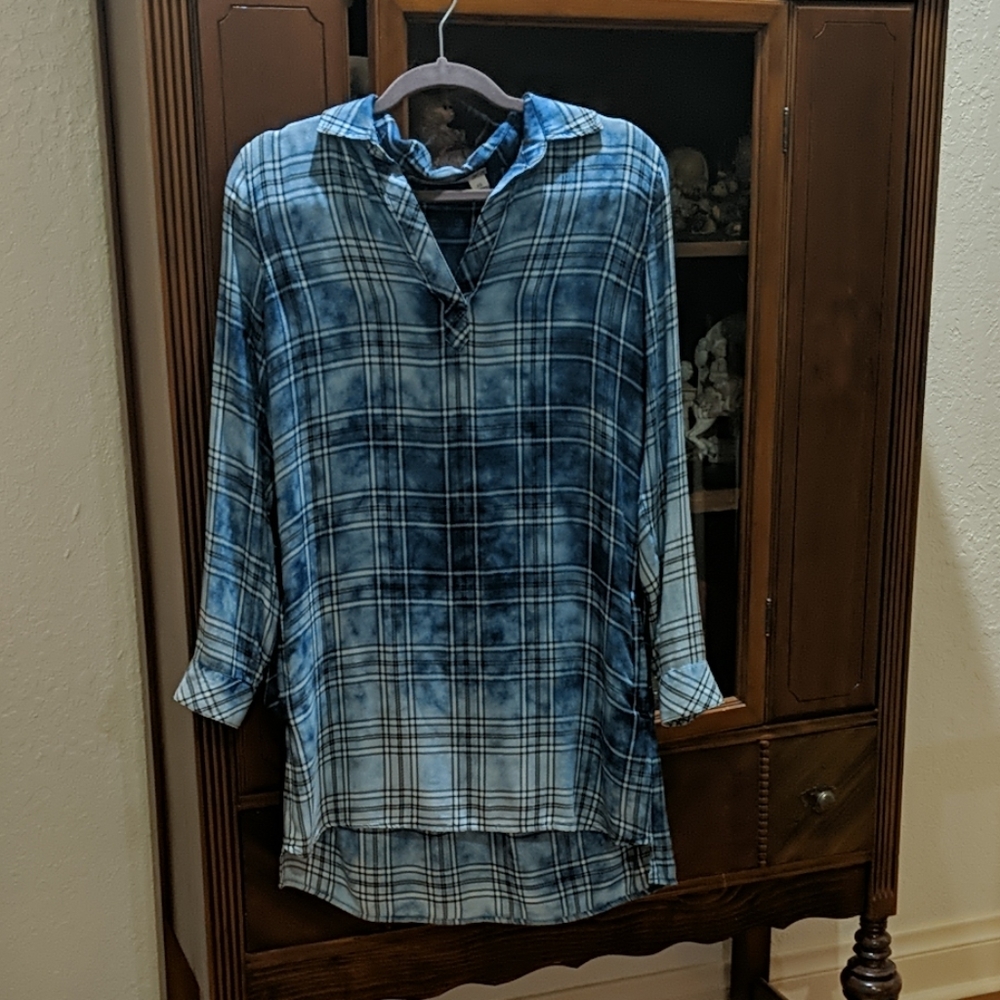 Chelsea & Violet Ombre Blue Shirt Dress Tencel